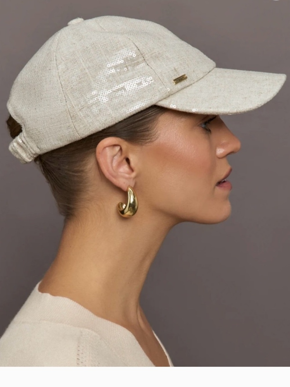 Eugenia Kim New York Luxury 100% Linen Sequined Baseball Cap